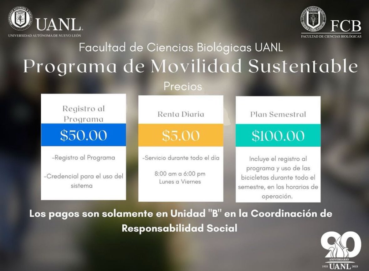 Te compartimos los costos del programa de movilidad sustentable de la <a href="/biologiauanl/">FCB UANL</a>