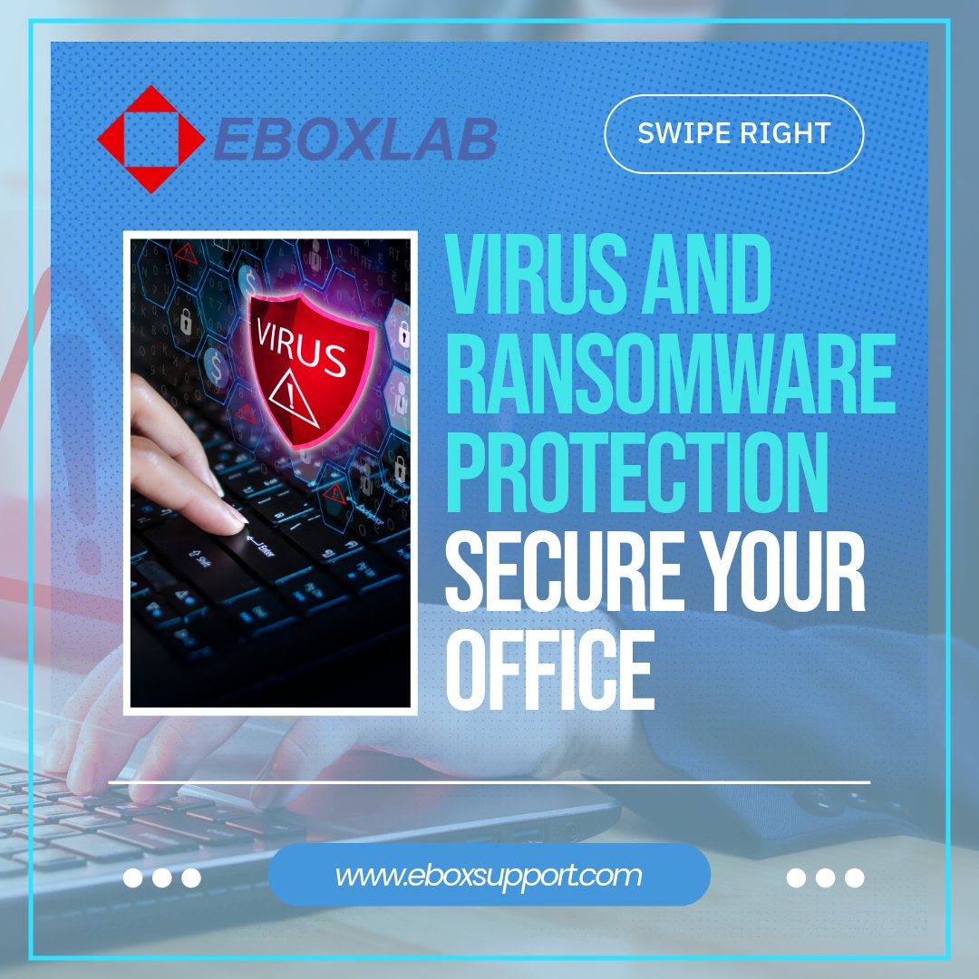 EboxlabInc's tweet photo. 🚨 Don’t let viruses or ransomware disrupt your workflow. Eboxlab provides top-notch protection to secure your office's digital environment. 💻  #VirusProtection #RansomwareSafety #Eboxlab #BusinessSafety #ColoradoTech #SecureYourOffice https://t.co/hAS3dN9veV
