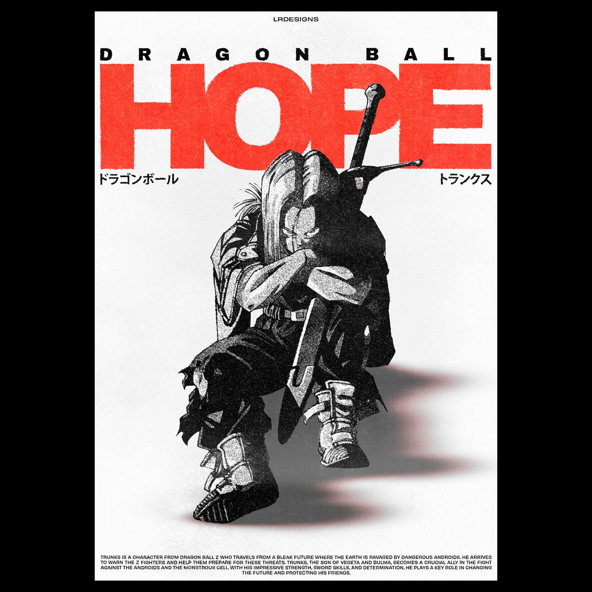 Sweyy5's tweet photo. POSTER "HOPE" TRUNKS (DRAGON BALL Z) @DBSKAKERU1

#digitalarchive #graphicdesign #graphicplanet #designfeed #typographicposter #typosters #fkndesign #grvphicworld #type01 #dragonballfanart #dragonballz #trunks #futuretrunks #trunksart #animeart #animepost https://t.co/wv1KP77Lpv