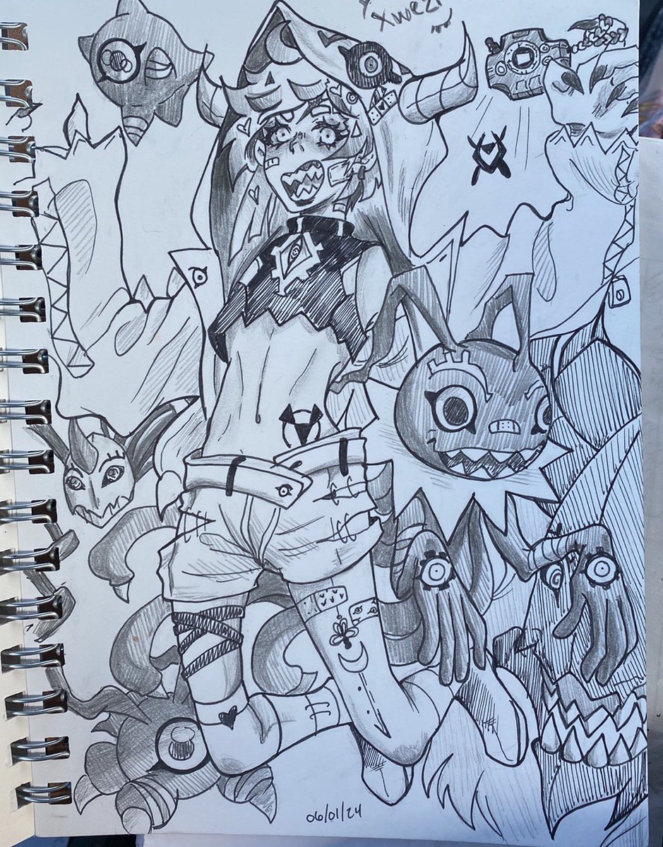 mishimallows's tweet photo. @GloomyStreets Sadly don’t have any colored yet but I have a few doodles of xwezi and their partner keramon. https://t.co/dDQ4Qwj6Mo
