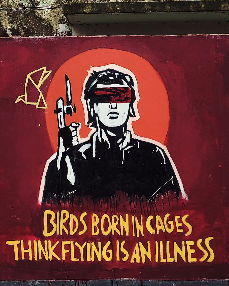 GraffitiRadical's tweet photo. "Birds born in cages think flying is an illness"
Mural in Dhaka, Bangladesh https://t.co/Qv2uuthGjO