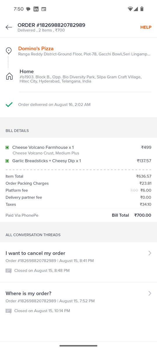 amit_sarda's tweet photo. I would ask #Swiggy and #DOMINO to refund my money. Please find pics for ref. https://t.co/KtyIANk6rb