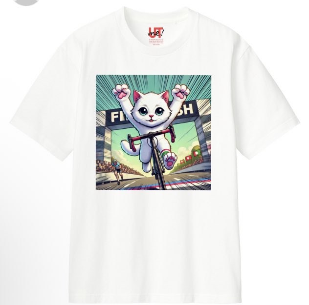 shirt_ai's tweet photo. 猫と自転車シリーズ
デザインしました。

近日中にユニクロで販売予定です。
直接の注文も承ります。（ユニクロではなく自社で手配するTシャツになります） https://t.co/FQRHdhrbm7