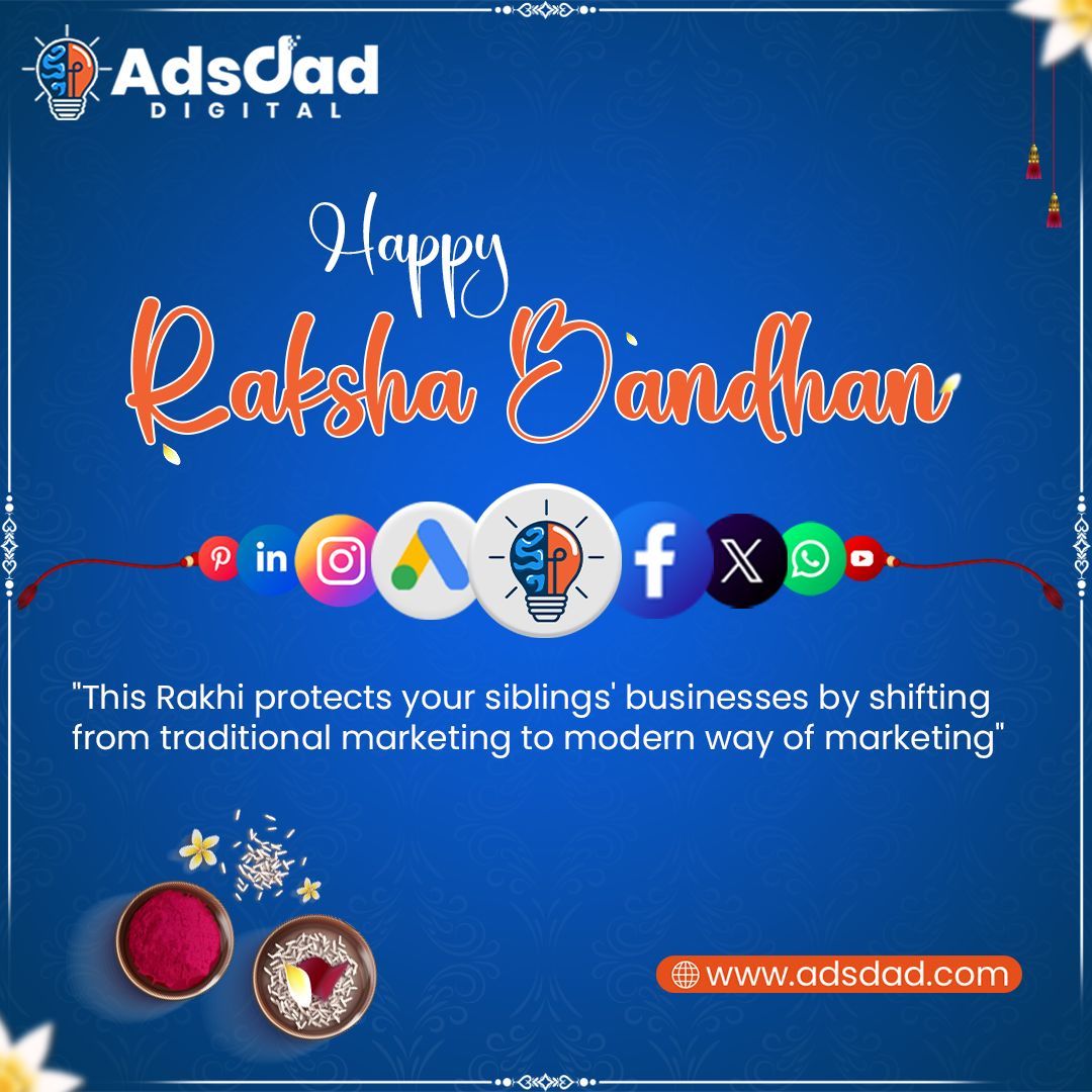 AdsdadDigital's tweet photo. This Rakhi🏵️ protects your siblings' businesses by shifting🔁 from traditional marketing to modern way💡of marketing
#Rakhi2024 #SiblingLove  #DigitalMarketing  #TraditionalToDigital #RakshaBandhan #FamilyBusiness #AdsdadDigital https://t.co/aLLZIotHPr