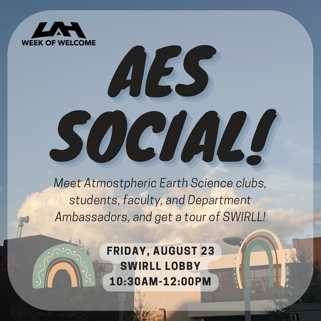 UAHAMSNWA's tweet photo. Come join us at SWIRLL and meet everyone in the Atmospheric and Earth Sciences department! We can show you around the SWIRLL building and acquaint you with our faculty. 
#uahwow24 https://t.co/YXjoj0NLcz https://t.co/ORBbWKulpi