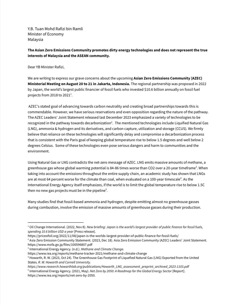 mpklang's tweet photo. 1/3 As the Asia Zero Emmission Comm. meeting approaches, it’s crucial to ask: have CBAs and EIAs been conducted to truly assess the impact of CCS on our future? And please make it public. 
@rafiziramli https://t.co/1KMhoNV8DT
