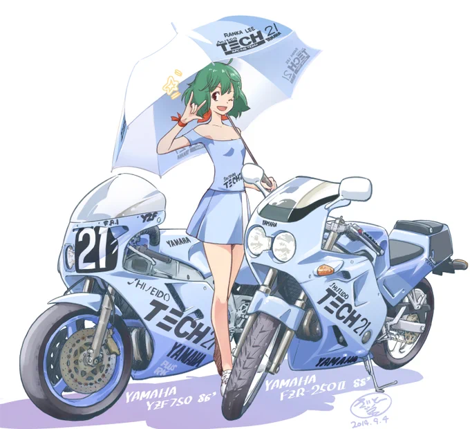 #バイクの日 初めて買った中型はTECH21カラーのFZR。一目惚れでした!
