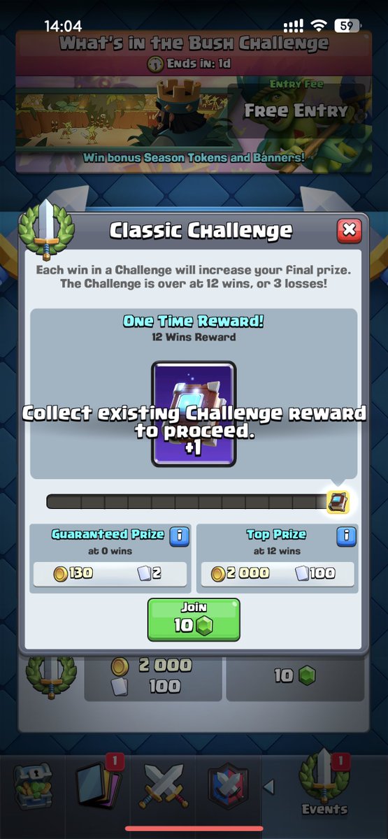 Sticky_Boom_'s tweet photo. @ClashRoyale any one knows the solution of this bug ?  i tried to contact supercell support it doesn’t response . worst help support . any one got the solution to fix this glitch . i can’t even join join any event or tournament . https://t.co/tCqWEMW2TA