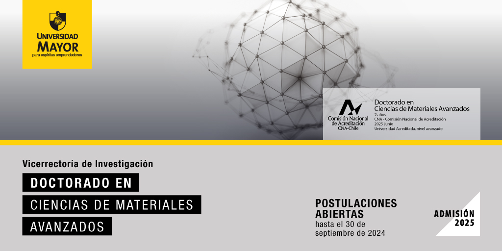 yoan_hr's tweet photo. ¡Postulaciones abiertas al Doctorado en Ciencias de Materiales Avanzados, #UMayor! Encuentra la información en: 👉https://t.co/xX3EN1R71t.
🗓️Postulaciones hasta el 30 de septiembre de 2024.
@InvestigaUMayor, @cnap_umayor, #UMayor #CNAP, @LatinXChem. https://t.co/7iWlYi1TKh