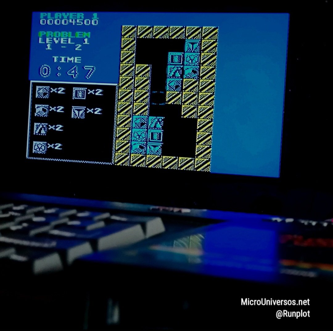 Runplot's tweet photo. Me encanta la jugabilidad y curva de dificultad en este #Puzznic en el #ZXSpectrum !!! Discazo gracias al mago de los bits @Ignaciofase78 !!! https://t.co/LsFKatsB9e