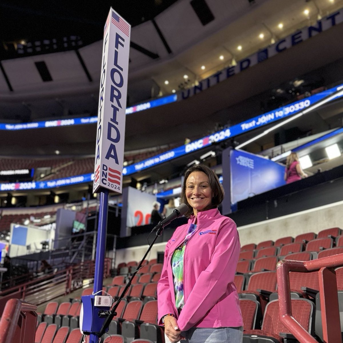 FlaDems's tweet photo. You see Chair @NikkiFried getting ready to announce Florida’s delegation votes?

Very demure, very mindful. https://t.co/GTZO53ZDbQ
