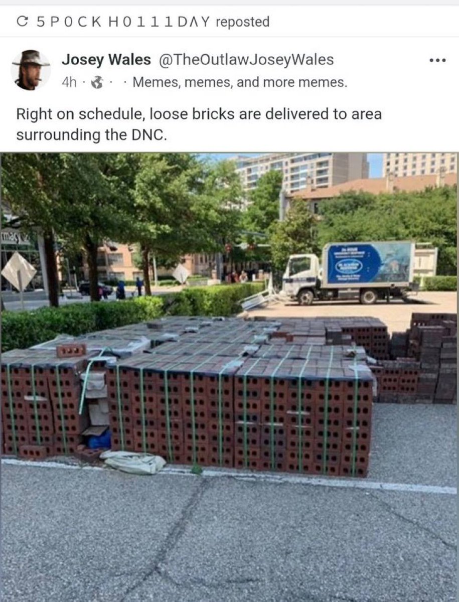 J_6_Patriot's tweet image. Pallets of bricks ready @ The DNC
Here We Go Again!
#SamePlaybook