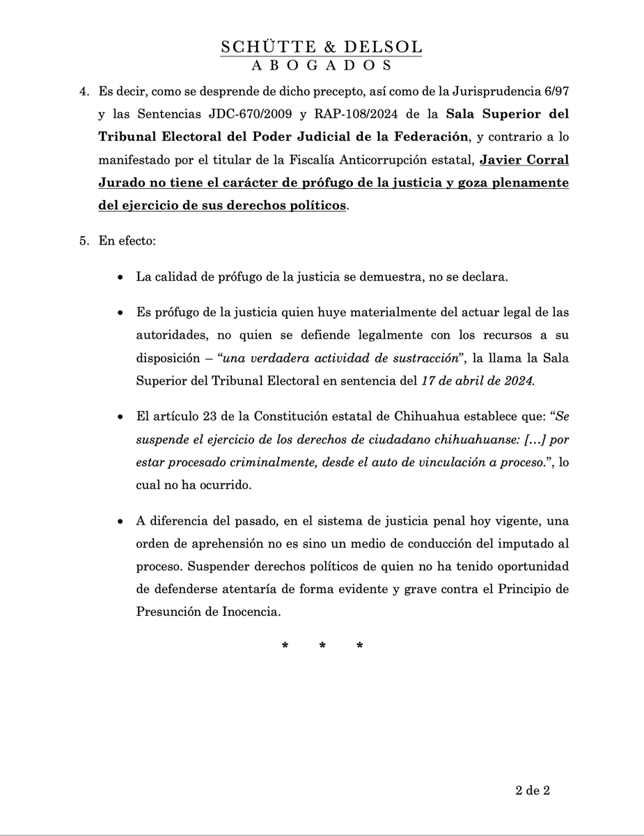 Compartimos comunicado sobre el caso del Senador electo <a href="/Javier_Corral/">Javier Corral Jurado</a>.