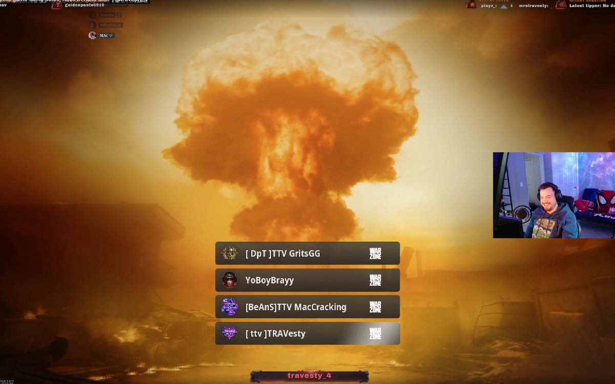 W stream today!! Got the season 5 resurgence nuke done thanks to <a href="/GritsGG/">Grits</a> and crew 
Also got some games in and had a big raid from <a href="/MavNatalia/">Natalia Mav</a> THANK YOU for entrusting me with your lovely community #grateful #twitch Thanks to @GG_Synist3r for the games all day too <3