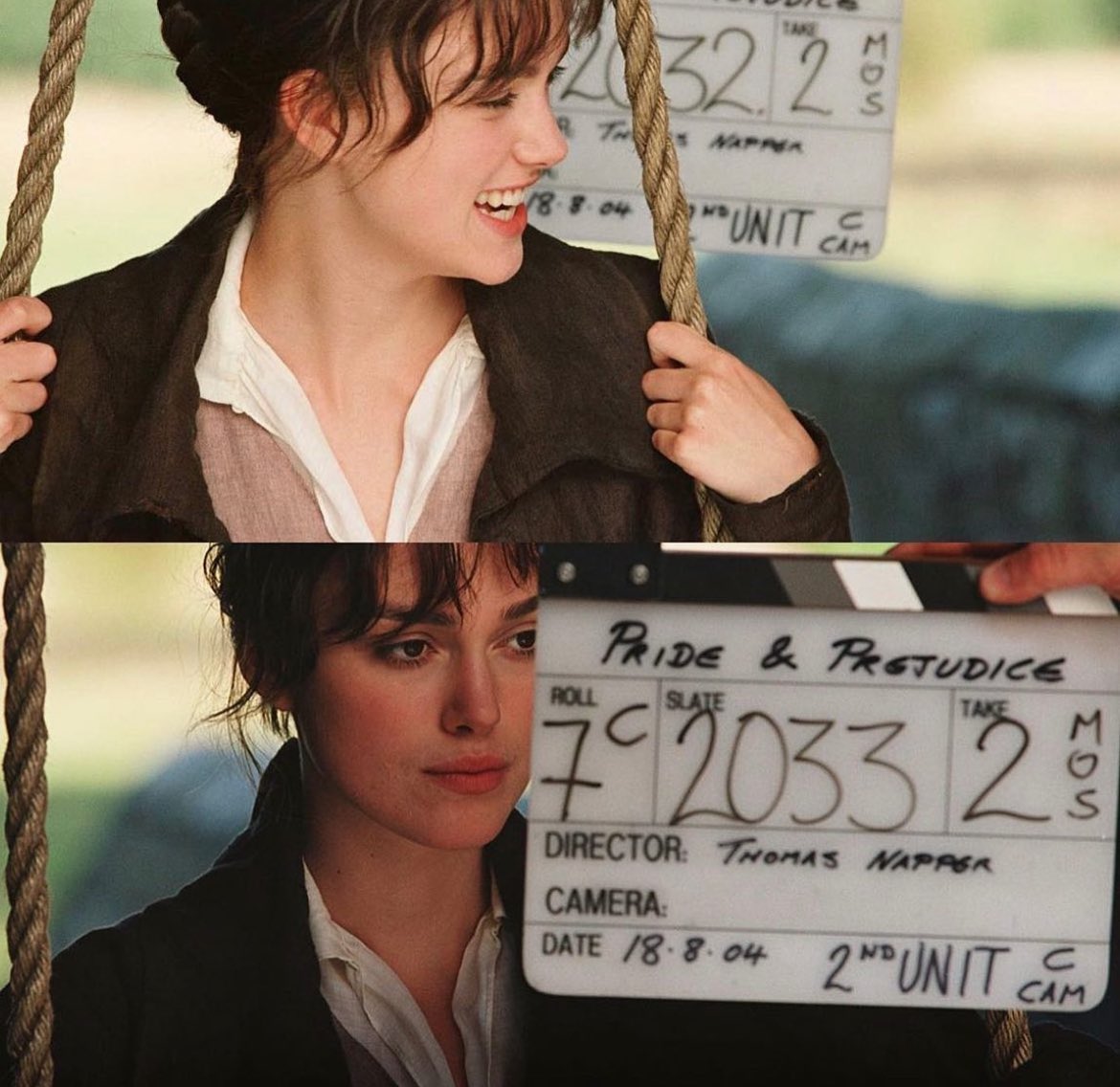 pandp2005's tweet image. Happy 20th to the swing scene! 🎬😍

#OTD #KeiraKnightley as Miss #ElizabethBennet 👒🥰 on #PrideandPrejudice2005 film set, filming 🎥🎬 the swing montage scene! Can you believe it’s been exactly 20 years ago (August 18, 2004) today?! 😍 #TB2004 💕#BTS 🎬