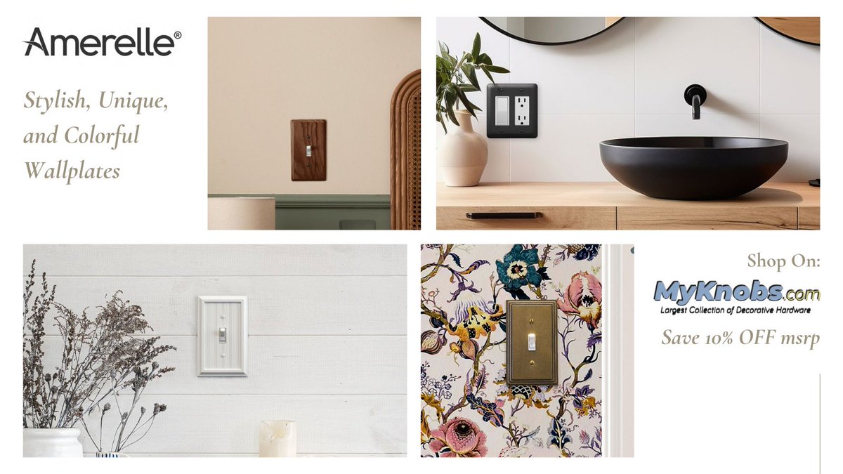 myknobs's tweet photo. https://t.co/EfLR4rWXhw

Light up your style with Amerelle Wallplates🔥Discover an array of chic switchplates in striking finishes like brushed nickel, aged bronze, &amp; more. Ideal for bringing that extra edge to your interior design #HomeDecor #Wallplates #Amerelle #MyKnobs https://t.co/Yocbagz5WB