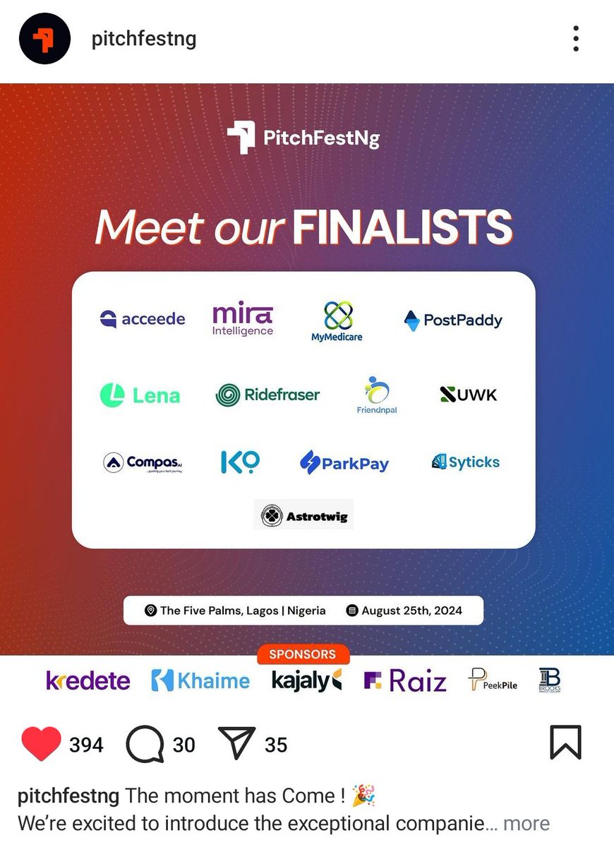 mira Intelligence got into the final round of the <a href="/PitchFestNg/">Pitch Festival NG</a> competition.

Let's see what 25th August got for us. Alhamdulillah for how far we have come.

Here we go 🤗