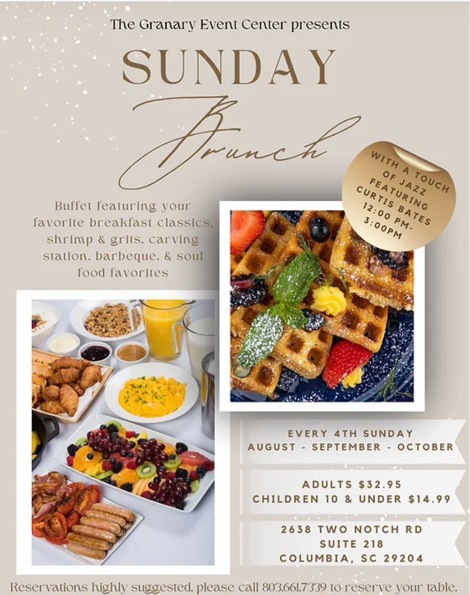 Join me next Sunday after church for some good food and music from your very own <a href="/CurtisBates06/">Curtis M. Bates</a>. Make your reservations tomorrow.