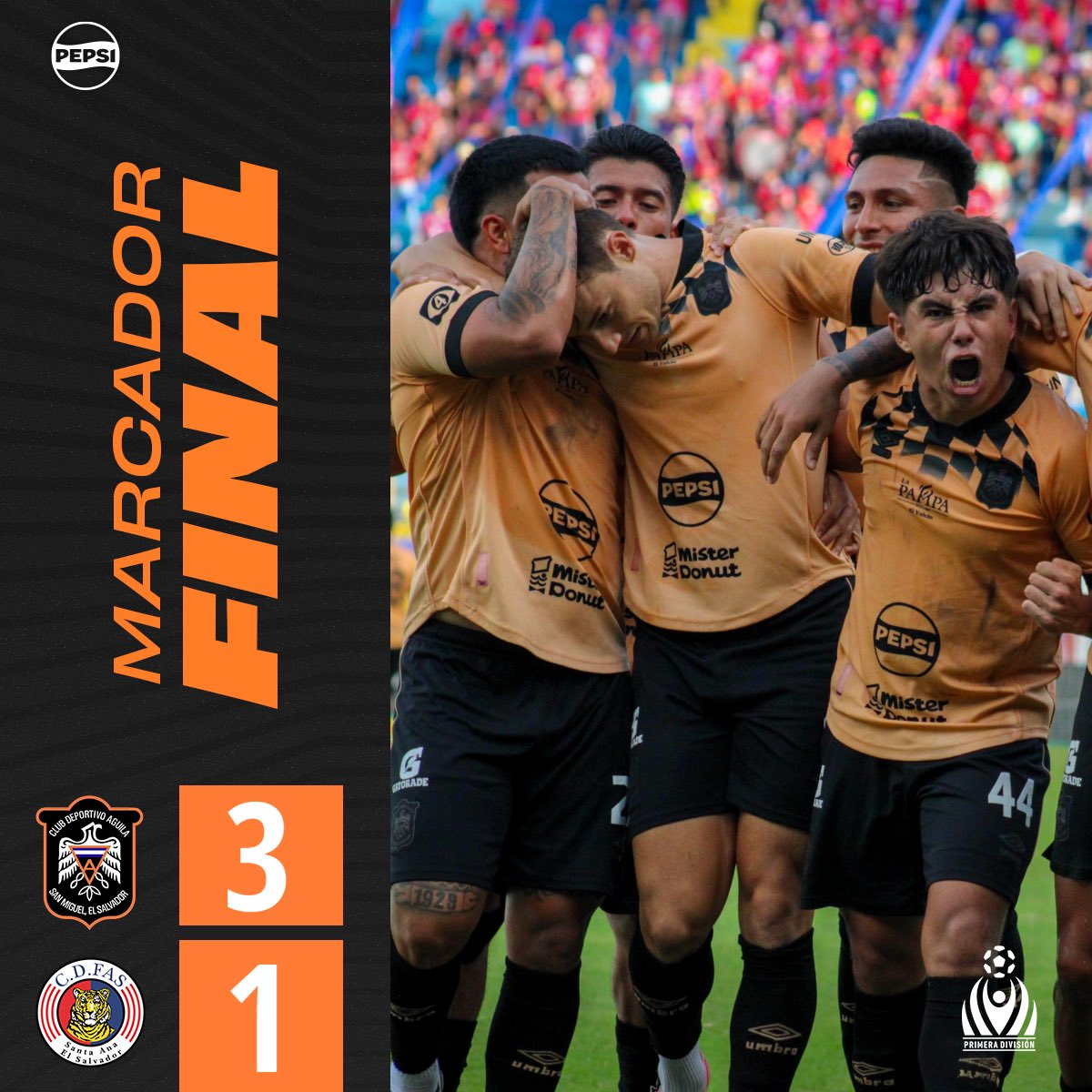 cdaguilaoficial's tweet photo. ¡El CM informa que el #ClásicoNacional261 es nuestro!✍️

¡Ganó Club Deportivo Águila!😍

⚽️ Julio Sibrián 🇸🇻
⚽️ Tomás Granitto 🇸🇻
⚽️ Blas Sosa 🇦🇷

#DaleÁguila 🦅 #Jornada5 #Apertura2024 https://t.co/Y8CPmoB8tg