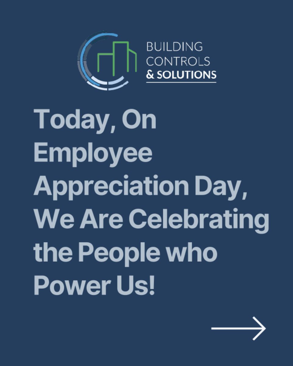 BuildinControl's tweet photo. In honor of hashtag#employeeappreciationday, we are celebrating our entire team at Building Controls &amp; Solutions!  They power our business every day, service our customers with enthusiasm, and make this industry great. 
#poweredbypeople #team #buildingautomation #commercialhvac https://t.co/qIv4YxrXUi