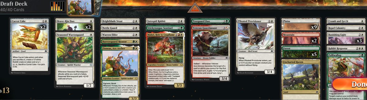 daniel_multer's tweet image. Got the 4-1 in the Arena Open Draft 2 to win the $2000
Carrot Cake was the MVP - finding the right number/type of lands is important, and the cake ensured that happened often enough (and games where I had bad mana issues were ones where I didn&apos;t have my cake)
@fireshoes @mtghorde