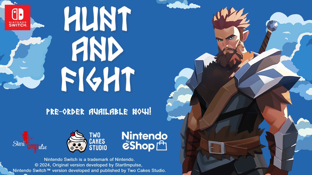 HuntAndFight's tweet photo. ๐ฅPre-order Hunt and Fight on #NintendoSwitch NOW!๐ฅ
๐ขDon't miss out on the 20% pre-order sale!๐
https://t.co/QLIDMuEPRc
#TwoCakesStudio #StartImpulse #eShop #Preorder #indiegame #gamedev https://t.co/z8MG4yTFIW