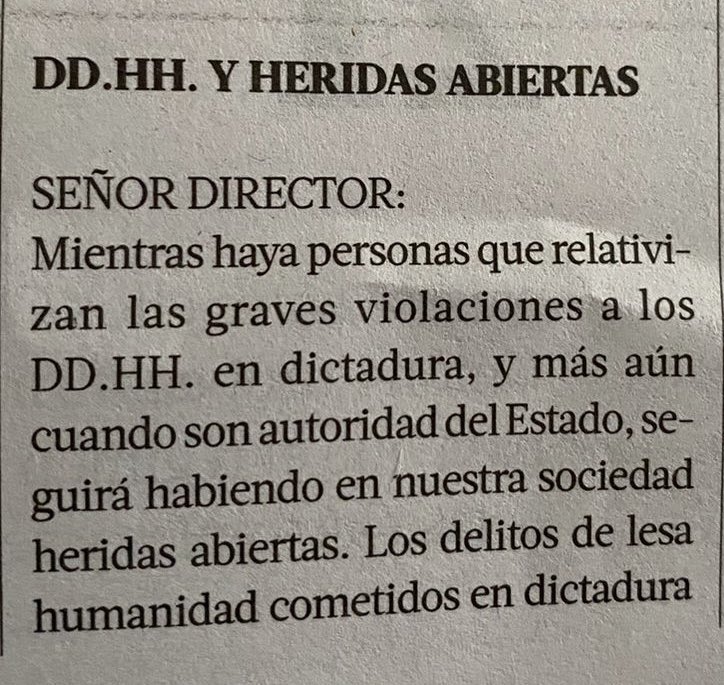 RedDDHHChile's tweet photo. Carta de la Fundación Ciudadana de DDHH publicada hoy en @latercera https://t.co/WzA5vBqNZs