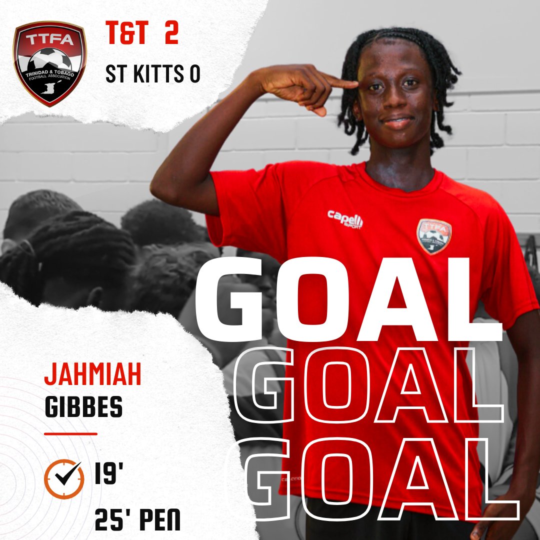 TTFootballAssoc's tweet photo. A double by Jahmiah Gibbes has Trinidad and Tobago leading St Kitts/Nevis 2-0 at the break.
#CFUChallengeSeries at the Dwight Yorke. https://t.co/wfY1NDM67O