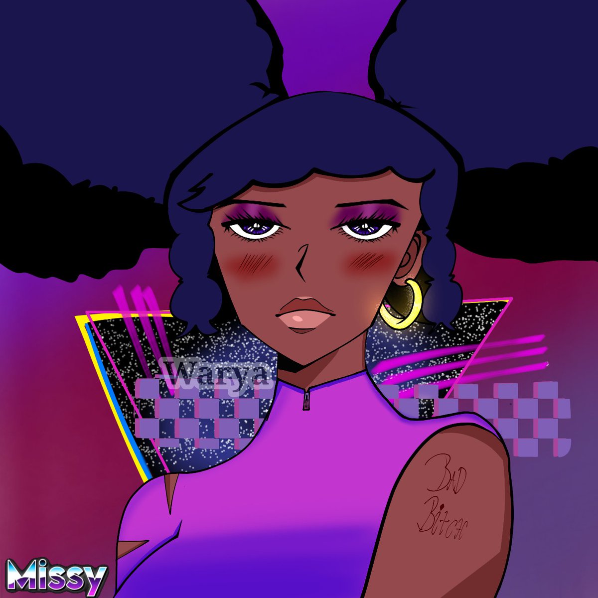 Warya404's tweet photo. First Art post in a while 
@DistortedGalaxi as an 80's Anime Character 🌌 https://t.co/YAJRS6CBOx