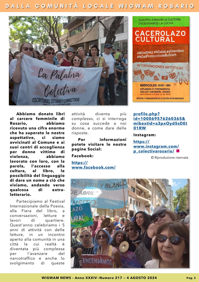 REVISTA II - Beatriz Fiotto realizó esta entrevista para público italiano -¡y en su idioma!- sobre La Palabra Colectiva a través de Wigwam Rosario Local Community (primer grupo conformado en el país y Sudamérica de la organización Wigwam Save the Planet, nacida en Padua en 1972)