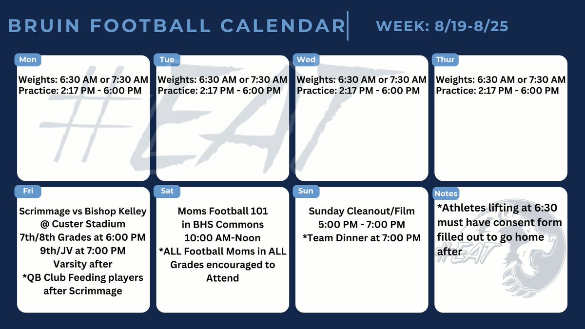 Weekly Schedule
#EAT