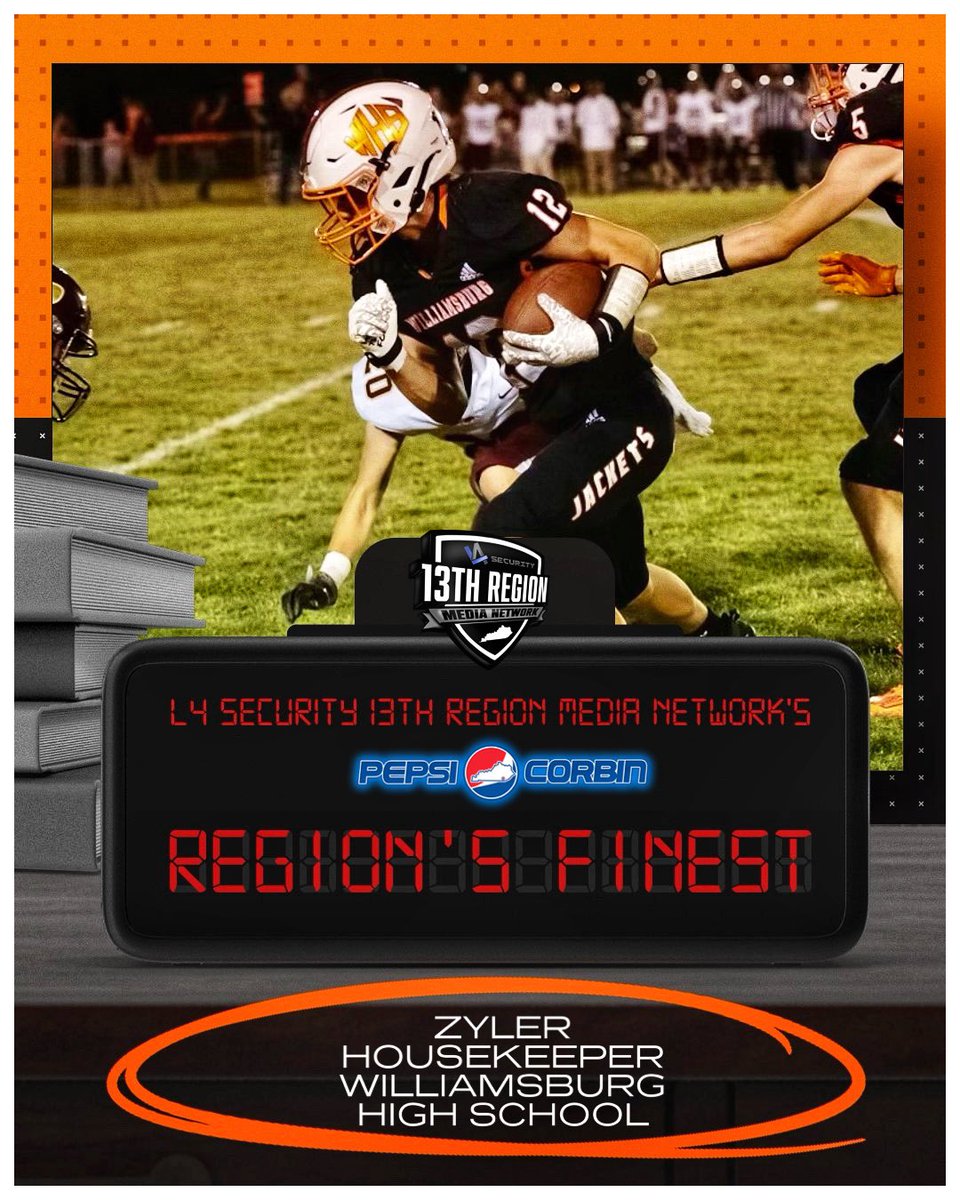 L4 Security 13th Region Media Network’s Top 25 Finest Football Players — Presented by Pepsi of Corbin

Zyler Housekeeper, Junior, Williamsburg
Housekeeper had 35 tackles and a team-best five interceptions with two of those resulting in touchdowns. He also had a fumble recovery.