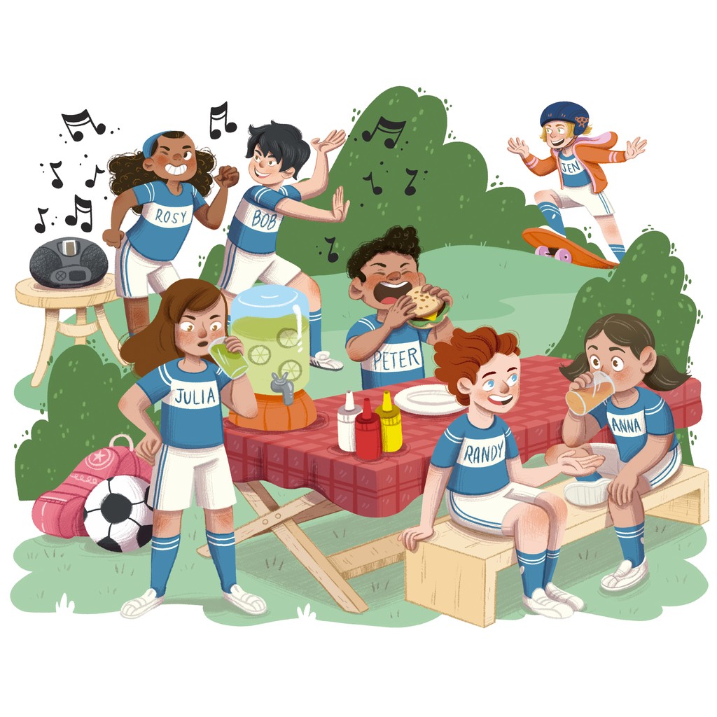 monitosbonitos's tweet photo. Mi parte favorita de esta ilustración es la niña del fondo que anda en su propia fiesta de ella y su patineta. https://t.co/SZFEkv5yEj