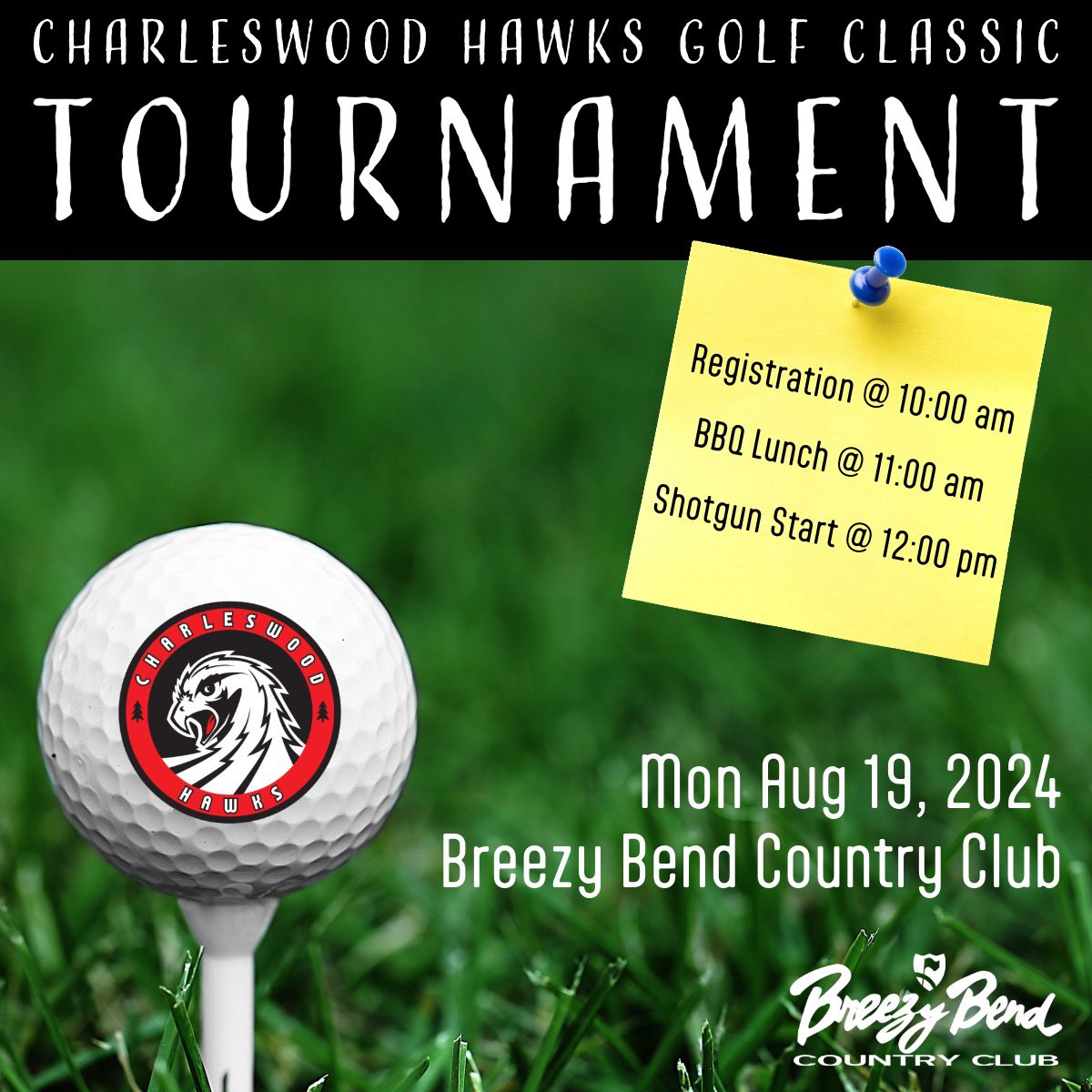 mmjhlhawks's tweet photo. The Hawks Golf Classic Tournament tees off tomorrow with registration starting at 10:00 am, BBQ lunch at 11:00 am, and shotgun starts at 12:00 pm!! See you on the links! #gohawks #mmjhlhawks #hawksgolfclassic #fooore #thecoy #charleswoodhawks https://t.co/uKHNBElsib