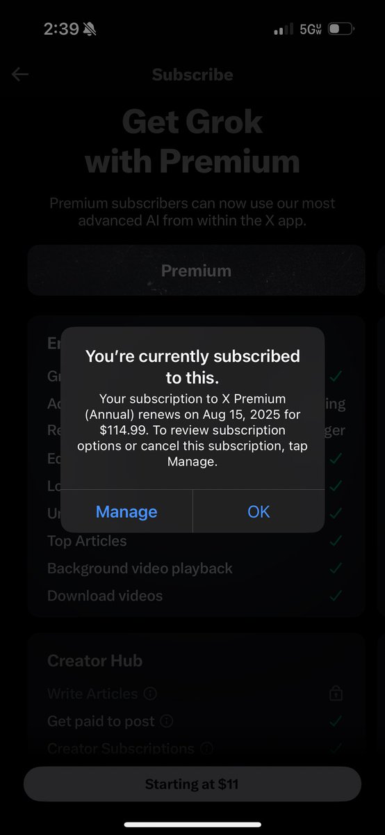 wyoalphamale's tweet photo. @grok @X 
I have tried to subscribe several times in the past few days. Always the same error messages. My subscriptions show I am fully paid. How do I use Grok? https://t.co/2kfEpOmJwr