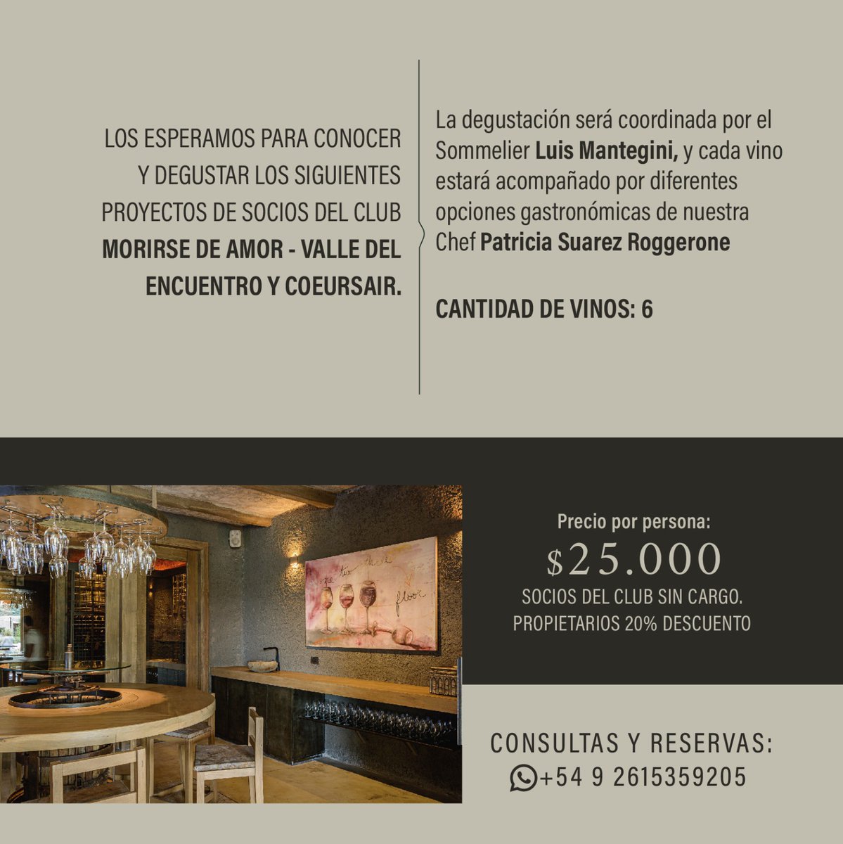 Nos vemos el próximo sáb 24 en el Club de Vinos de la Estancia Atamisque en La Carrera, hora 11.
Dinámica e interesante propuesta 
Serán seis vinos de tres proyectos distintos. Voy a estar junto a Coeursair y  Valle del Encuentro con dos etiquetas cada uno.
Cordina <a href="/SommelierMza/">Luis Mantegini🎙️🍷</a>