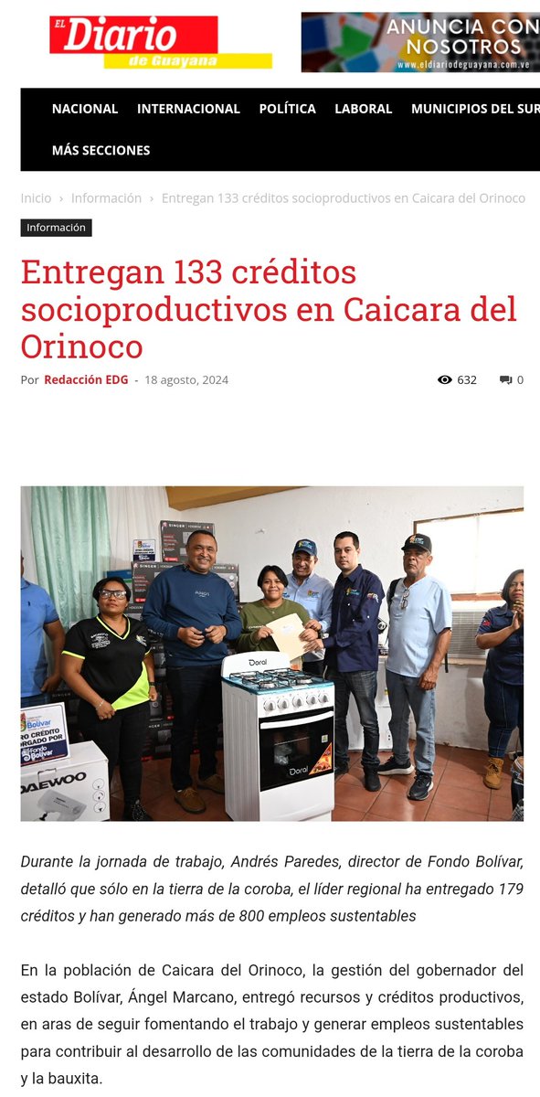 Fondo Bolívar (@fondobolivar22) on Twitter photo #EsNoticia Entregan 133 créditos socioproductivos en Caicara del Orinoco <a href="/DiariodeGuayana/">El Diario de Guayana</a> #EsNoticia Entregan 133 créditos socioproductivos en Caicara del Orinoco <a href="/DiariodeGuayana/">El Diario de Guayana</a>