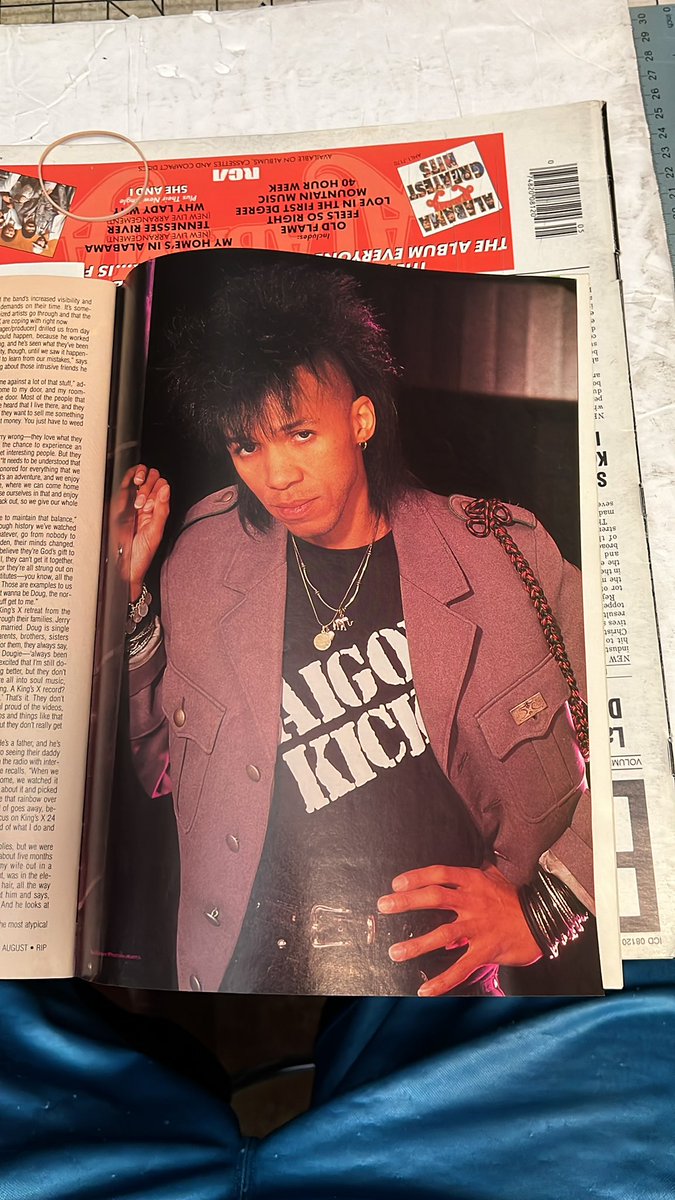 HairMetalGuru's tweet photo. #DougPinnick from #KingsX sporting a #SaigonKick shirt in a 1992 issue of Rip Magazine. https://t.co/ddoIYmF6qU