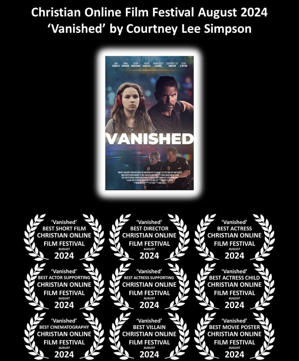 imdavidmarchant's tweet photo. 🚨 HUGE ANNOUNCEMENT! 📰 BIG NEWS!! Vanished won best short film &amp; film poster and I won my very first acting award for BEST SUPPORTING ACTOR from the Christian Online Film Festival - COLFF 🏆 #davidmarchant #actor #acting #film #shortfilm #twitter #x https://t.co/ztenR1EZQt