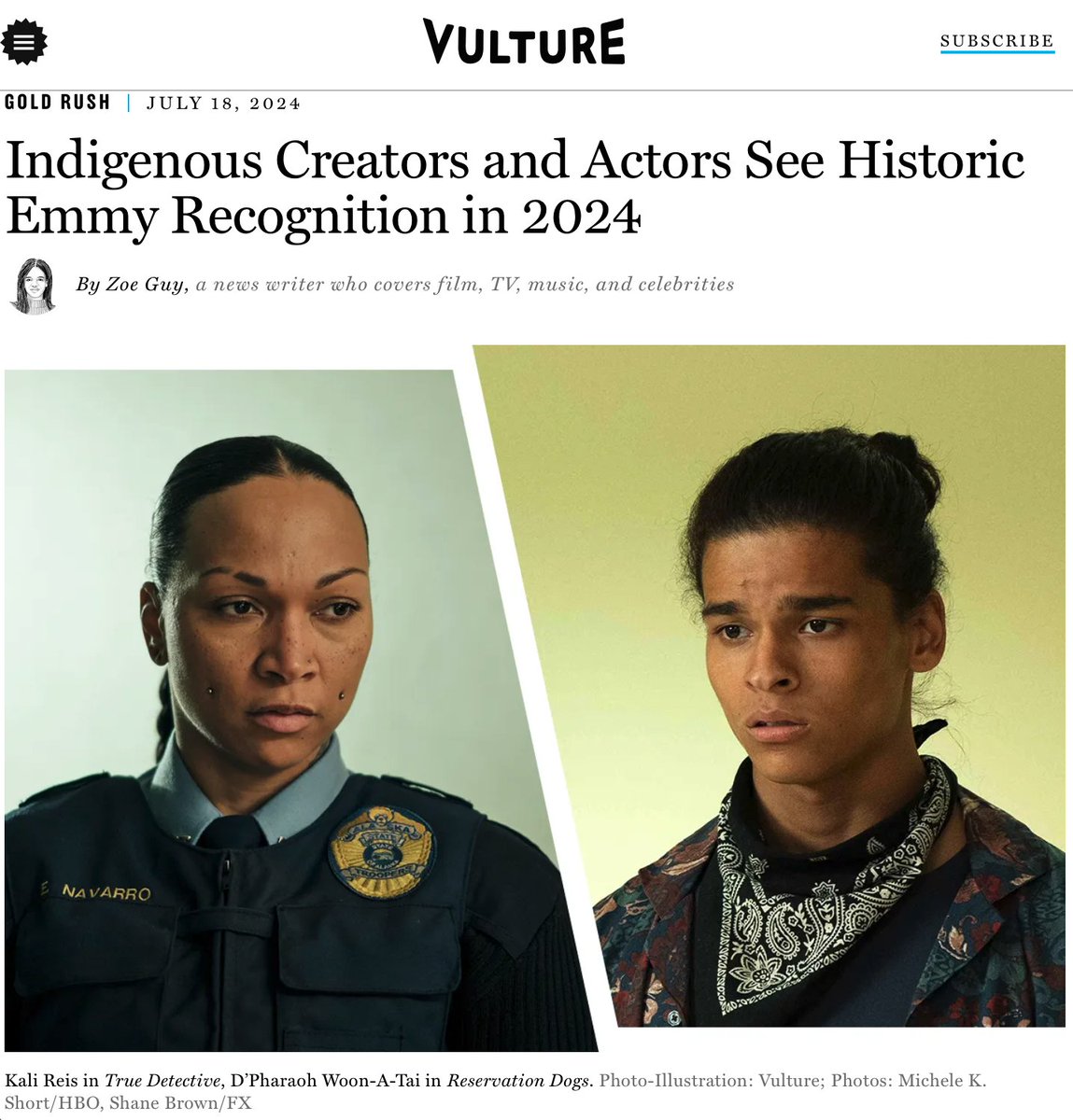 Resredemption's tweet image. Congratulations to all Indigenous @televisionacad nominees for this year's #Emmys including: 
@lilygladstone 
@kali_ko_reis
@rezdogsfx 
@dpharaohwoonatai

Read the @vulture article from @nymag here: bit.ly/46R3prT

#IndigenousActors
#Emmys2024
#EmmyNominees
#Native