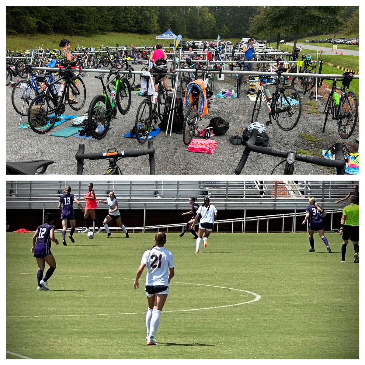 ProfJimRyan's tweet photo. Big sports day. First some #type2fun with a triathlon this morning. Thanks to the race director, organizers, and volunteers for putting on a great race at Walnut Creek Park. Then Katie and I watched the womenβs soccer team earn a 2-0 victory over Northwestern. https://t.co/osdHh5olka