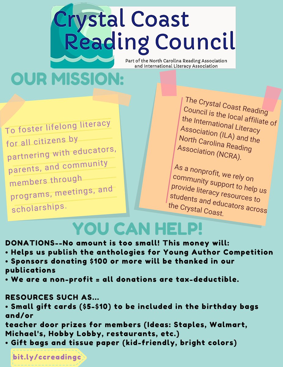 <a href="/CarteretK12/">Carteret County Public School System</a> teachers! Please join us for our fall kickoff meeting at Tight Lines in Morehead City! You won’t want to miss our 3rd annual field trip fair and learning about the Young Authors Project! Bring your friends! <a href="/NCReadingAssoc/">NCRA</a>
#readersareleaders