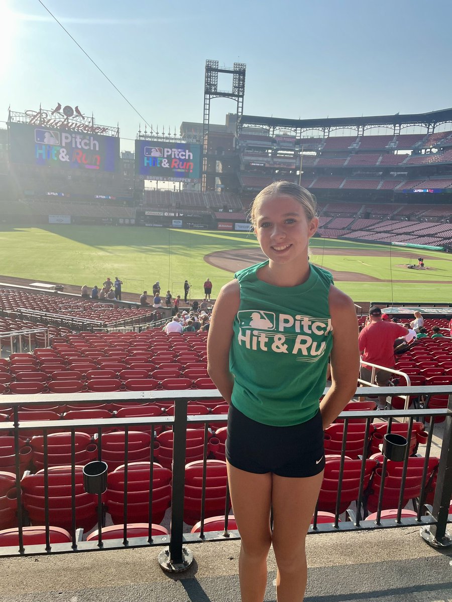 amarie9684's tweet photo. So proud of Abby for winning the 12 &amp; under softball division for MLB’s Pitch, Hit &amp; Run competition at Busch Stadium!! She is so excited and now we hope she makes it to the World Series in October 🤞🏼 #pitchhitandrun #pitchhitrun2024 #mlb #STLCards https://t.co/30fHELqWeS