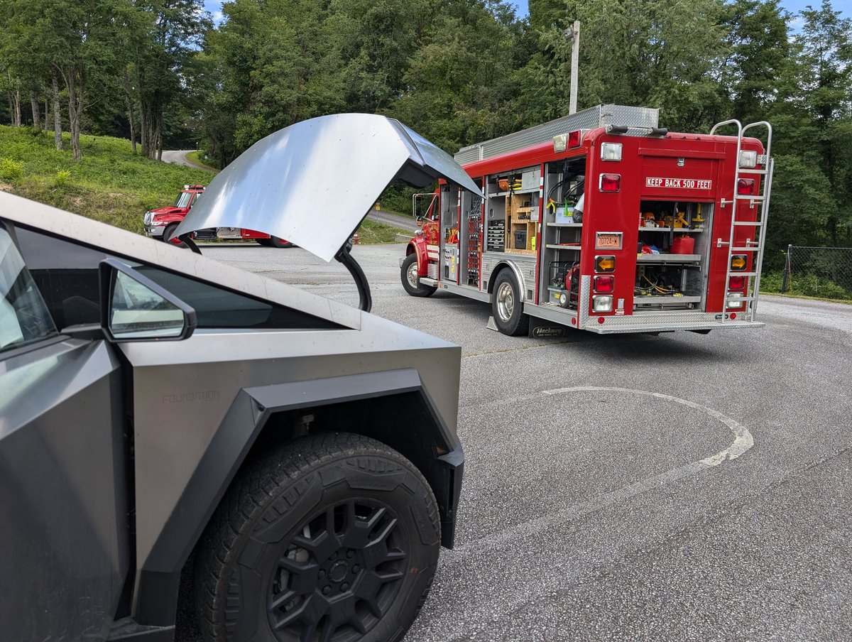 Yesterday we took the Cybertruck to our local fire station's community appreciation event and the station crew wanted to see how to disable the main battery in an emergency. 

We'd taken our Model X before and showed them how to access the cable that needs to be cut but we