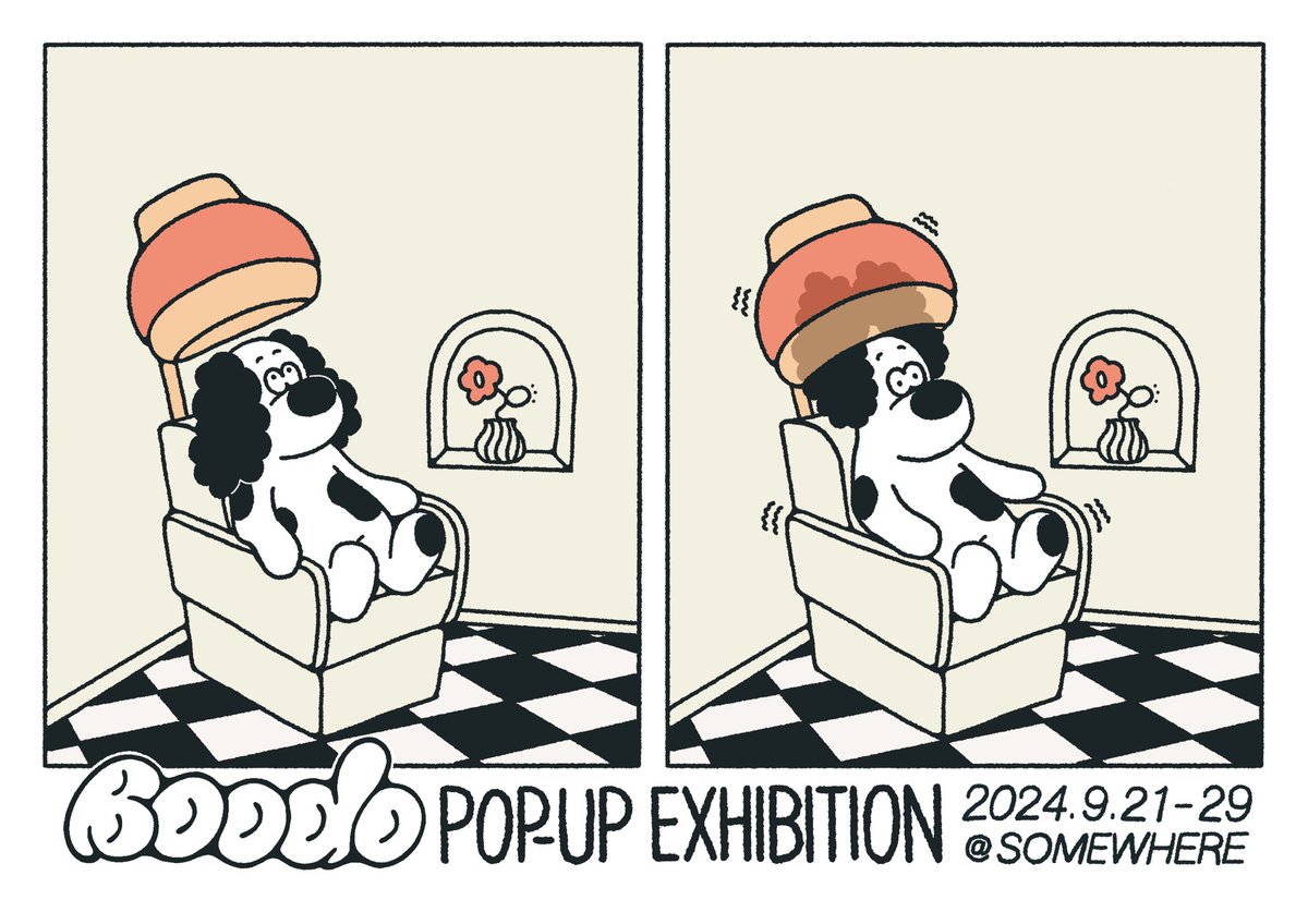 ＼ 展示のお知らせ ／
『Boodo』 POP UP EXHIBITION 

奥渋谷にある美容室&amp;ギャラリーでBoodoの展示やります！美容室に因んだ新作持ってゆくのでぜひお立ち寄りください🐕
髪切らなくても入れます！！
渋谷おんぼろアパート住み時代からお世話になってる美容室での展示なのでかなり楽しみ！

→ info