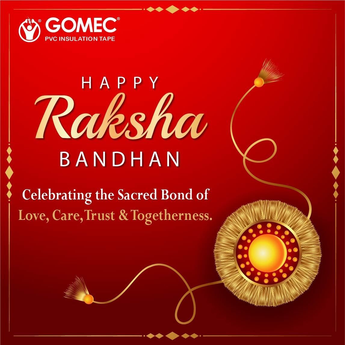 Gomec_ind's tweet photo. Tying the Knot of Love and Protection!
This Raksha Bandhan, let's celebrate the enduring bond of care, trust, and togetherness.
Happy Raksha Bandhan from GOMEC PVC Insulation Tape! https://t.co/AKp6YY5bBJ