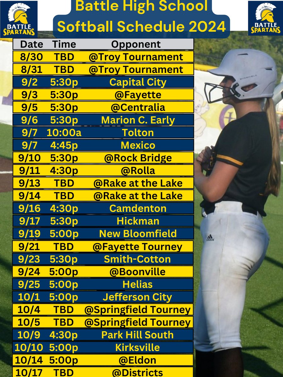 TidballLila's tweet photo. Can't wait to get out on the field with @BattleSoftball !  Come watch us battle!  #SpartanStrong https://t.co/01WDrQRGC0