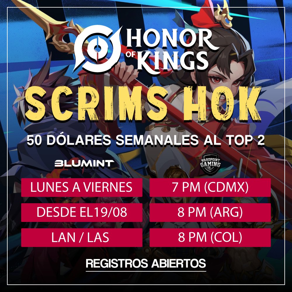 v_Modular_'s tweet image. ¿Scrims de Honor of Kings? 
@HOKLATAM

🔥 Arma tu equipo y únete al #SCRIMSHOK
📅 Lunes a Viernes
🌎 LAN / LAS
🏆 100 USD en premios en total
🔗 Registro: forms.gle/HousZMQVTnfnD4…

#CaminoAHoK #global #Viral #honorofkings #HoKGlobalPartner #scrims #moba