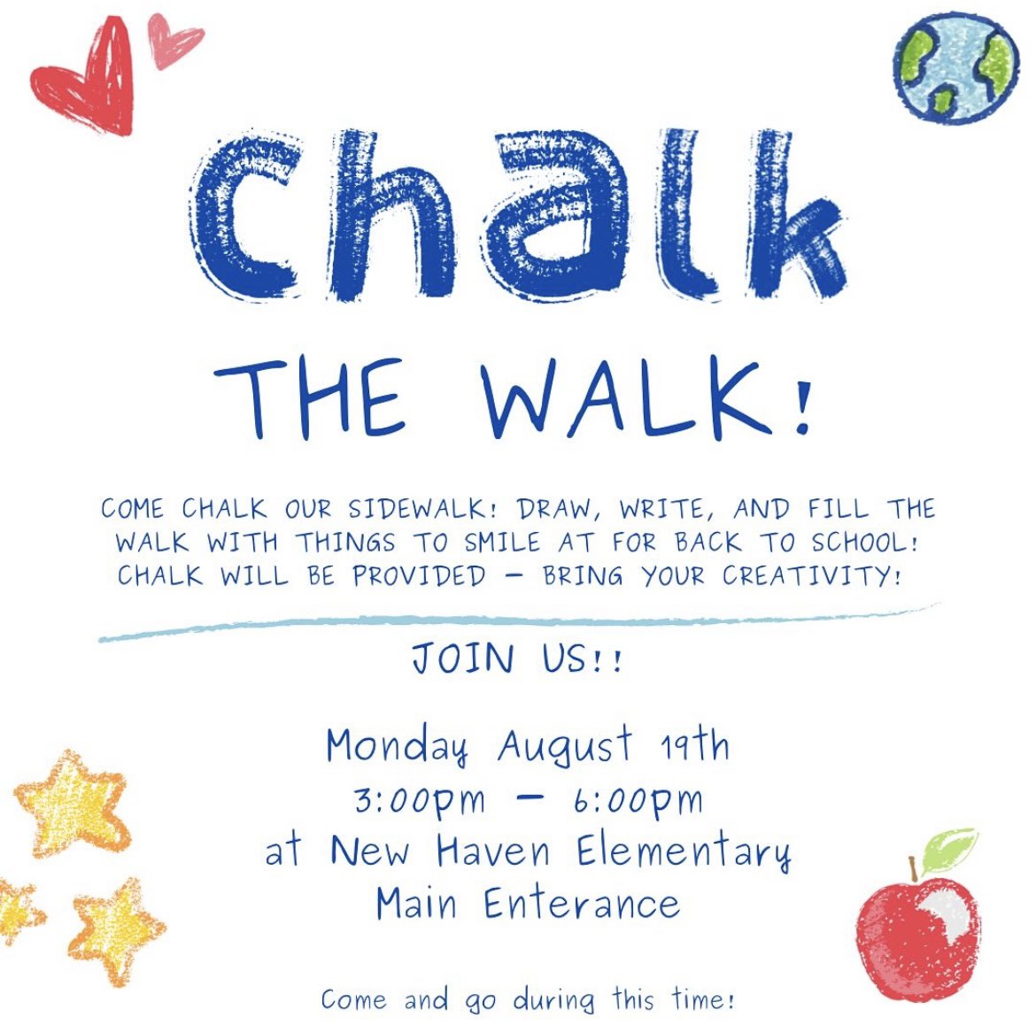 Join us tomorrow night for our annual Chalk the Walk from 4-6! 🎨