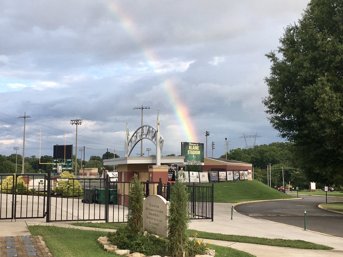 Week 1 is here! Can’t wait to see our team compete this Friday night.  Leaving the stadium today and seen Blaine Stadium truly is at the end of the rainbow!  GO IRISH! 🏈🍀